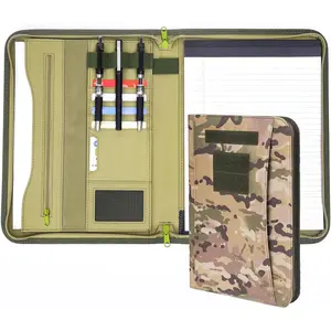 OCP Military Notebook Binder with Zippered Padfolio Organizer and Tactical Notebook Cover for A4 Folder, Large OCP Binder Planner for Men Tactical Binder Organizer Military Binder (A4(Multi))