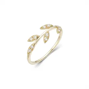Simple womens tree branch ring 5 leaf pedal design