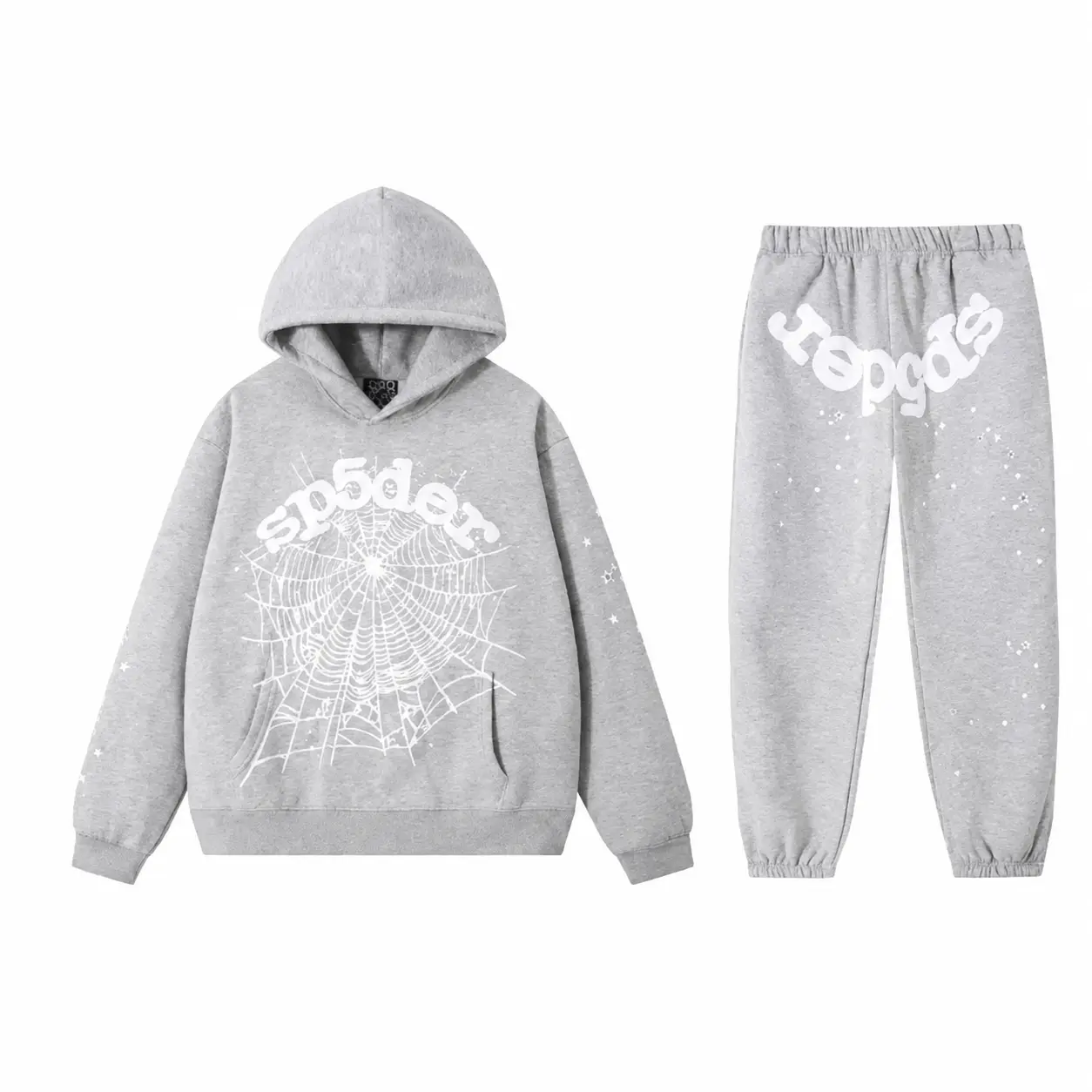 Sp Black Tracksuit Set – Y2K Spider Web Hoodie & Sweatpants, Unisex Streetwear 2-Piece Outfit, Pullover Hoodie Set, Gift for Him & Her