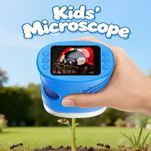 RIVGOT 4K Kids Digital Microscope, 2.0" Screen, 1000X Zoom, Rechargeable Portable Mini HD Microscope for Outdoor Exploration, Science & STEM Education, Ages 3+
