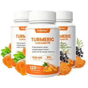 Treeday High-Potency Turmeric Dietary Supplement - 95% Curcuminoids, 1000mg, 120 Count, Antioxidant Rich Herbal Non-GMO Supplement