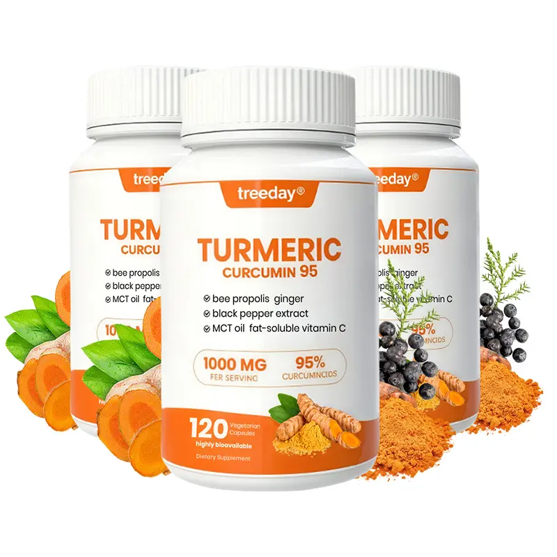 Treeday High-Potency Turmeric Dietary Supplement - 95% Curcuminoids, 1000mg, 120 Count, Antioxidant Rich Herbal Non-GMO Supplement
