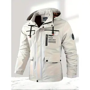 [Casual Outdoor Soft Shell] Soft Shell Jacket - Men's Casual Outdoor Long Sleeve with Hood, Woven Polyester, Regular Fit, Pockets for Hiking & Daily Leisure