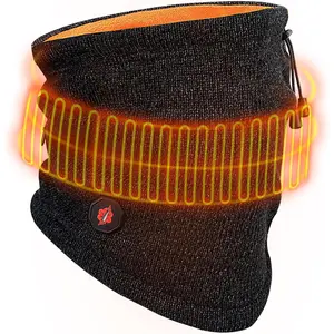 Dr.Warm Heated Neck Gaiter with Battery, Rechargeable Heated Neck Warmer, Knit Thick Fleece Lined, Warm Windproof Ski Heating Face Mask for Winter Skiing Fishing Hiking Cycling