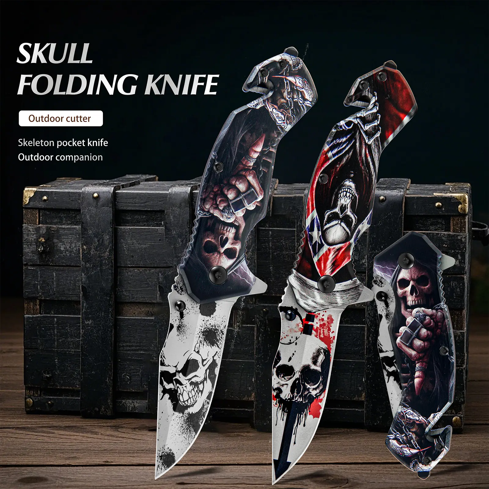 A small knife with a skull pattern. This is a very sharp and suitable knife for cutting. It is a chef's special knife and also a helpful assistant in the kitchen. A travel - portable gift under 20 yuan. A gift for men. A must - have gift for Halloween.