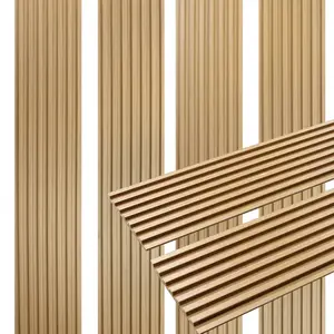 7-Grid Light Oak Slat Wood Wall Panels 94.5"–106" x 5.75" | Modern 3D Fluted Acoustic Slat Panels for Walls & Ceilings, Luxury Wood Veneer Sound Absorbing Wall Paneling, Interior Wall Decor for Living Room, Office & TV Accent Walls Commercial Use