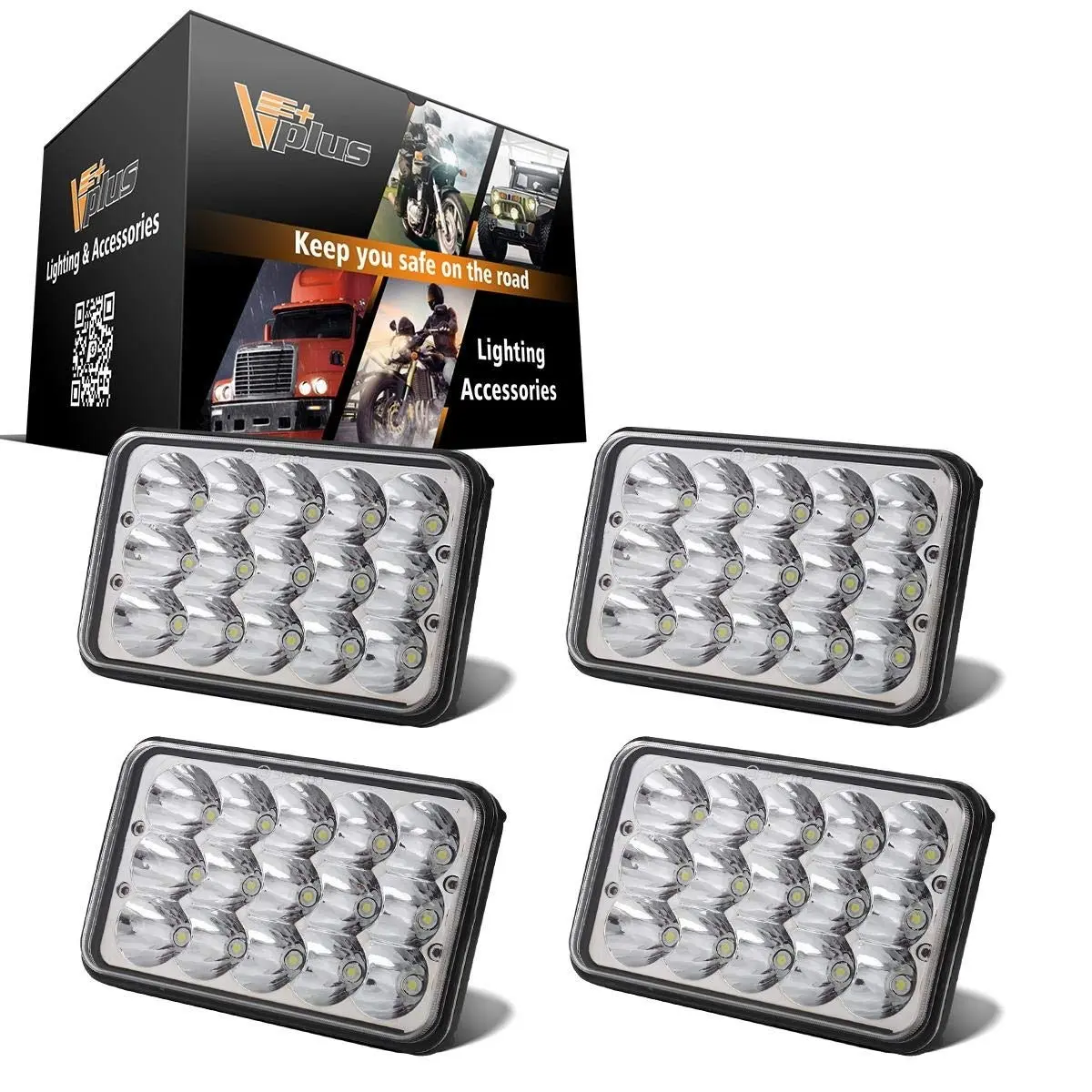 Partsam 4x6 LED Headlights Sealed Beam 6x4 H4651 H4666 H4656 Compatible with Kenworth KW 900/Peterbilt 379/Truck/K10 K20 Van RV Camper Headlamp Assembly