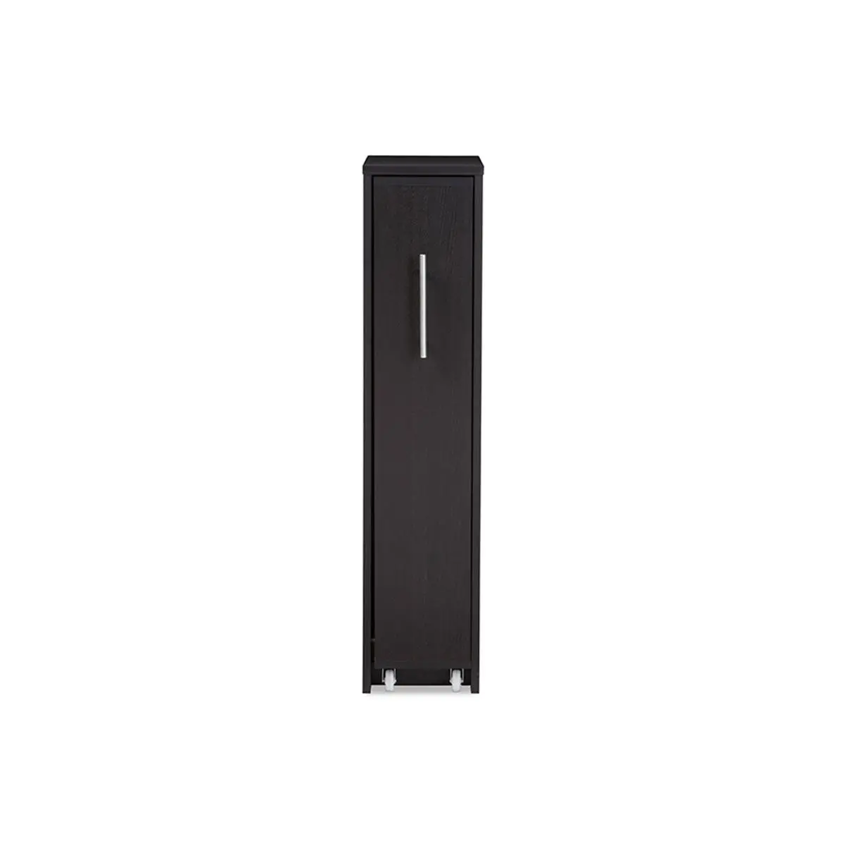 Baxton Studio SH-001-Espresso Lindo Dark Brown Wood Bookcase with One Pulled-out Door Shelving Cabinet - 38.53 x 8.58 x 18.33 in.