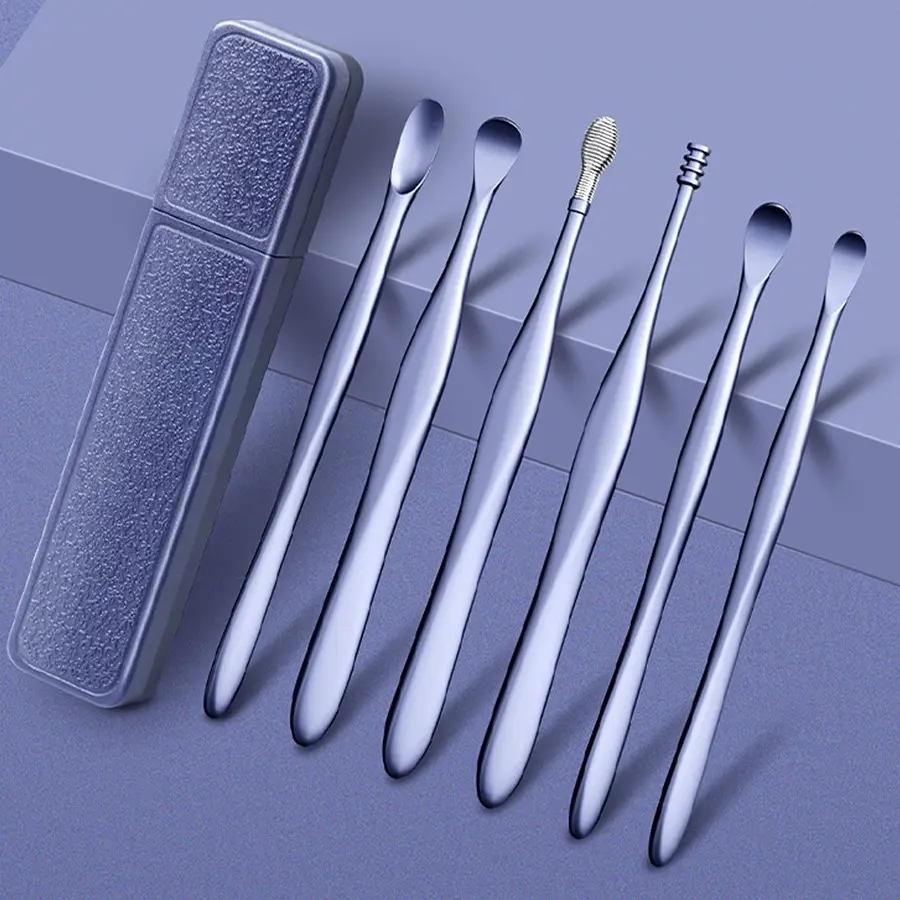 New Beauty Ear Spoon Set, Professional Ear Cleaning Tool Kit, Earwax Removal Kit, Children & Adults Use, 6-Piece Ear Pick Cleaner Set, Ear Cleaners