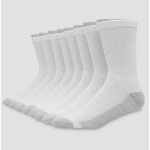 Hanes Men's 8-Pack Crew Socks - Menswear, FreshIQTM Technology, Plain Basic Simple White Daily Wear, Shoe Size 6-12 Set