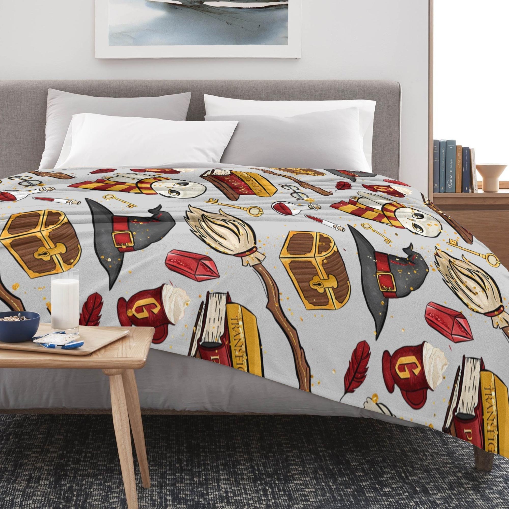 Magical Wizard Items Blanket, Hedwig Owl & Spell Books Flannel Throw, Soft Warm Blanket for Sofa & Bed 30x40 40x50 50x60 60x80inch Magical Wizard Items Blanket, Hedwig Owl & Spell Books Flannel Throw, Soft Warm Blanket for Sofa & Bed 30x40 40x50 50x60 60x80inch