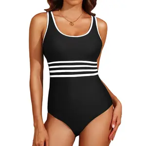 Aqua Eve One Piece Swimsuits Bathing Suit - Women Sporty Color Block Athletic Full Coverage Swimwear  SwimWeek  summervibes