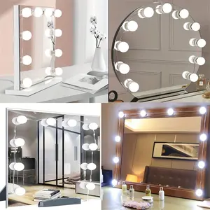 Vanity Mirror Lights, 3 Light Colors, 4-14 LED Bulbs, Dimmable, USB Powered, Lighted Makeup Mirror, Ideal for Bathroom & Dressing Tables, Daily Makeup Lighting