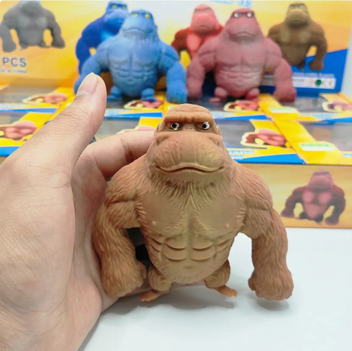 Squishy Yellow Gorilla Toy,Stretchy Monkey Squeeze Toy,Elastic Stretchable,Gorilla Stretchy Fidget Toys for Anxiety Relief ADHD for Kids & Adults