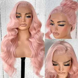 LOVSOUL 13x6 HD Glueless Lace Frontal Wigs Pre-Plucked, Wear and Go 200 Density Synthetic Long Body Wave Lace Front Wig Ready to Wear, 26inch Blonde Natural Hair