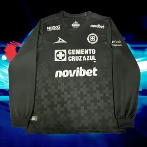 25 26 Mexico Ligamx Cruz Azul Third Away Kit Black Long Sleeve Soccer Jersey Fans Version