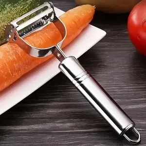 1. A stainless steel vegetable peeler - versatile kitchen tool for peeling and slicing fruits and vegetables. Multi-functional potato peeler. Fruit and vegetable slicer. Vegetable Cutting Slicer. Manual food processor. Essential kitchen tool.