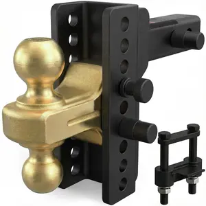 TYT HD-2 inch Receiver Heavy-Duty Adjustable Double Ball Mount Trailer Hitch, 6" Drop/Rise Tow Hitch with Dual Balls (2" & 2-5/16"), Anti-Theft Locking Pins & Hitch Tightener, 14,000 lbs GTW, 1,400 lbs TW for Trucks RVs SUVs Towing