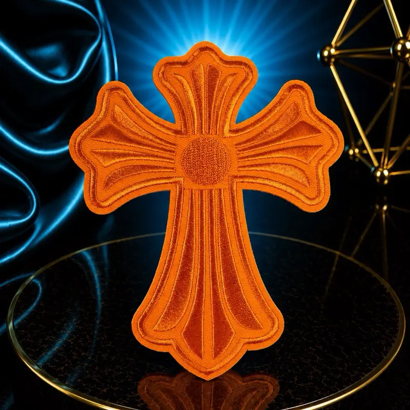 Cross Patch, Medium Size Embroidered Iron On Patch