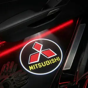 2 Pcs Mitsubishi Carbon Fiber Welcome Light Set, Car Door Projection Lamp, Laser Light, Custom Decorative Floor Lamp, Car Door Lights (batteries Not Included)