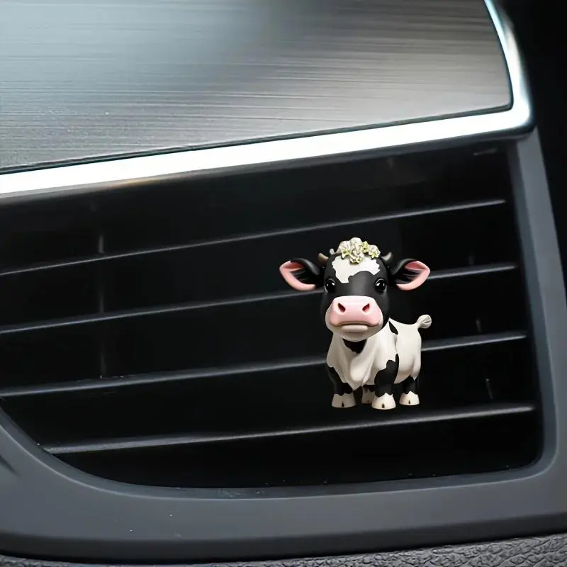 1PC Cute cow acrylic flat suitable for car air vents, aromatherapy clip, car interior decoration, Car Perfume Clip, Car Vent Accessories