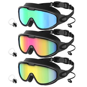 swimming goggles set with nose clip, 3pcs leakproof design swimming goggles for adults and teens, uv swimming goggles comfortable and stylish for pools, beaches, and open waters