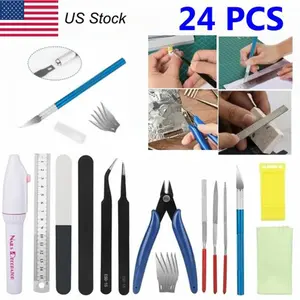 SJPACK 24Pcs Hobby Model Tool Kit for Gundam Car Airplane - Beginner Essential Set