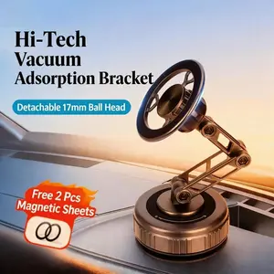 360 degree rotating Car Phone Mount Phone Holder for Car - Adjustable Magnetic Vacuum Suction Dashboard Stand, 360° Rotatable Foldable for iPhone Android, Car Stuff Metal Arm
