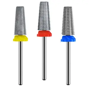 3 count Carbide 5 in 1  Drill Bit Set- Two Way Rotate Use for Both Left and Right Handed- XF F M 3/32 Inches Brocas Para Drill Nails for   Gel Fast Remove
