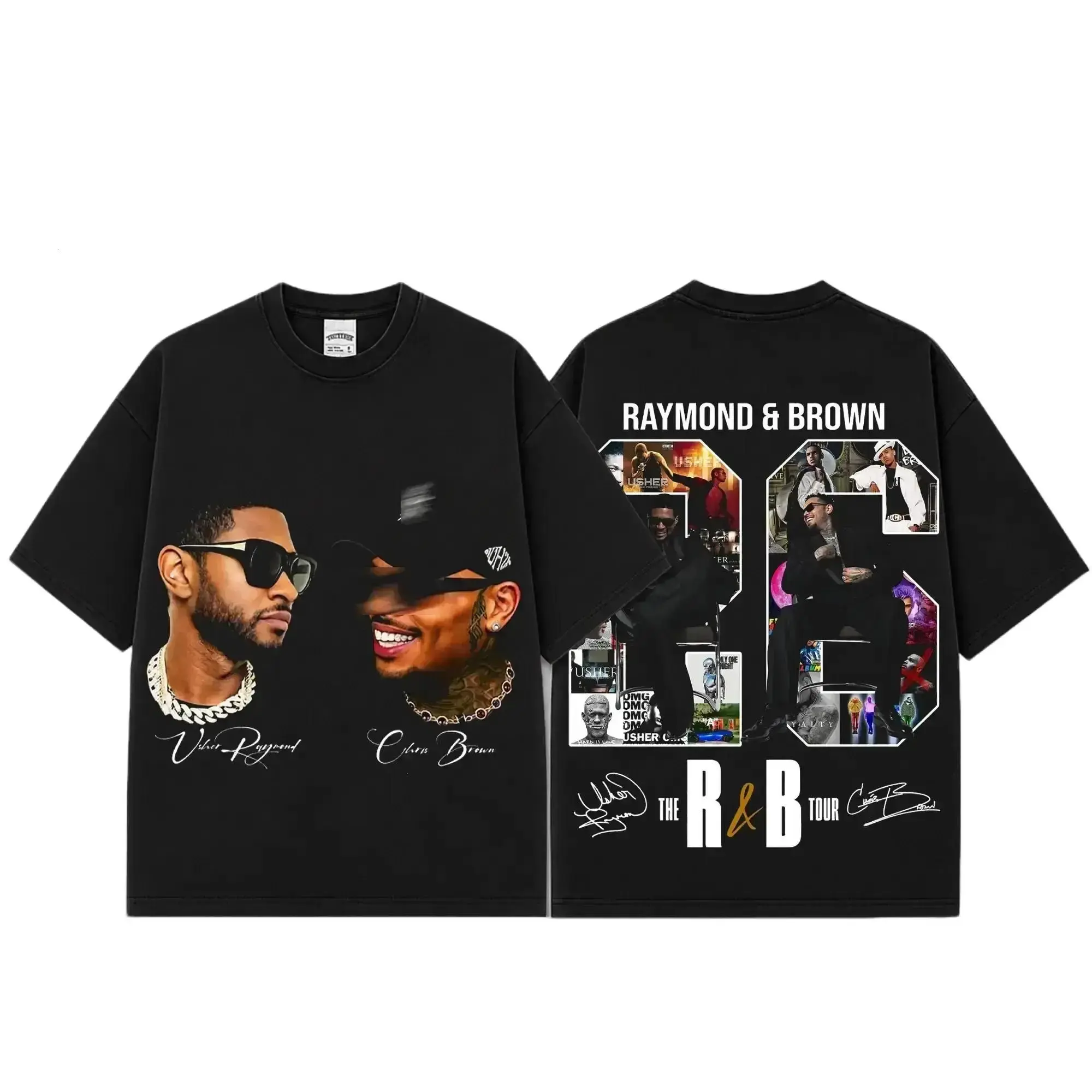 [FREE SHIP] Raymond & Brown 26 Album Collage R&B Tour Premium Cotton T-Shirt, Clean Black R&B Concert Fan Tee, Minimal Tour Graphic Merch