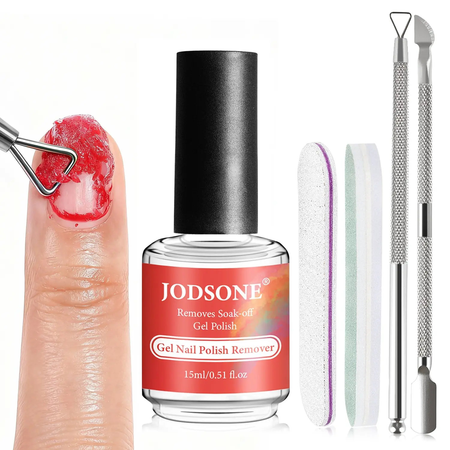 JODSONE UV Nail Polish Remover - No Soaking, No Wrapping, Quick & Easy Manicure Removal At Home, Includes Cuticle Pusher & Nail File, Gel, Nail Care