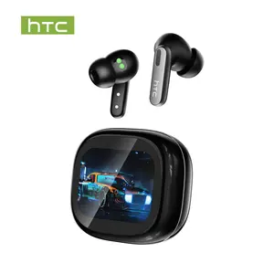 HTC NE46 AI Earphones with Auto Translation, Heart Rate and Blood Oxygen Monitoring, Support for 134 Languages, In-Ear BT Earphones, Color Touchscreen, Superior Sound Quality, Compatible with iOS and Android, Multifunctional Earbuds