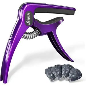 Gradient 'Royal Silk' Purple Heavy-Duty Guitar Capo for Acoustic/Electric Guitar with 4 Picks, Guitar Clip/Guitar Clamp