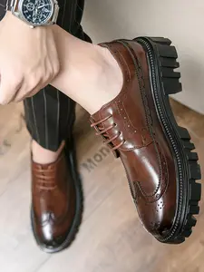 Men's Business Formal Lace Up Oxford Shoes, Classic Pointed Toe Fashionable Shoes for Work Office, Male All-match Commuter Shoes for Daily Wear, Boy