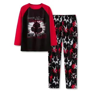 Pajamas for Boys Red Ninja Long Sleeve & Pants 2-Piece PJ Set Kid Sleepwear Size 6 - 18