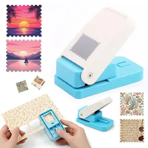 Postage  Puncher -1X1inch Square Scalloped Edge Paper Puncher, Effortless Lever-Action Craft Punch for Scrapbooking, Junk Journal Supplies, Card Making & DIY Decorative Paper Crafts