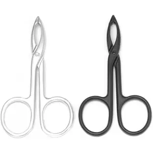 2 Pieces Tweezers Scissor Handle Straight Tip Scissor Shaped Eyebrows Tweezers for Hair Plucker Remover Facial Hair Eyebrows Care (Silver)