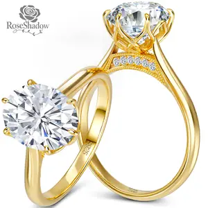 ROSESHADOW 2.0CT Moissanite Oval Cut Ring Vintag Anniversary Promise Wedding Engagement Ring 925 Sterling SilverGift for Her Women