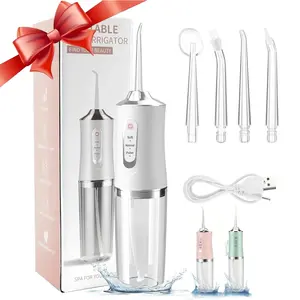 Rechargeable Water Flosser, Valentine's Day Gift, 1 Count Portable Oral Irrigator & 4 Counts Jet Tips, Waterproof Teeth Cleaner, 3 Modes Teeth Cleaning Machine for Home & Travel, Winter Gift