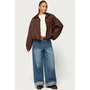 Cuffed Low Rise Baggy Jeans