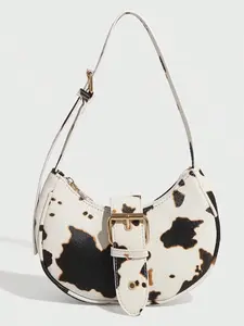 Fashionable Cow Print Shoulder Bag, Casual Versatile Underarm Bag for Women, Trendy All-match Y2K Commuter White Bag for Daily Used