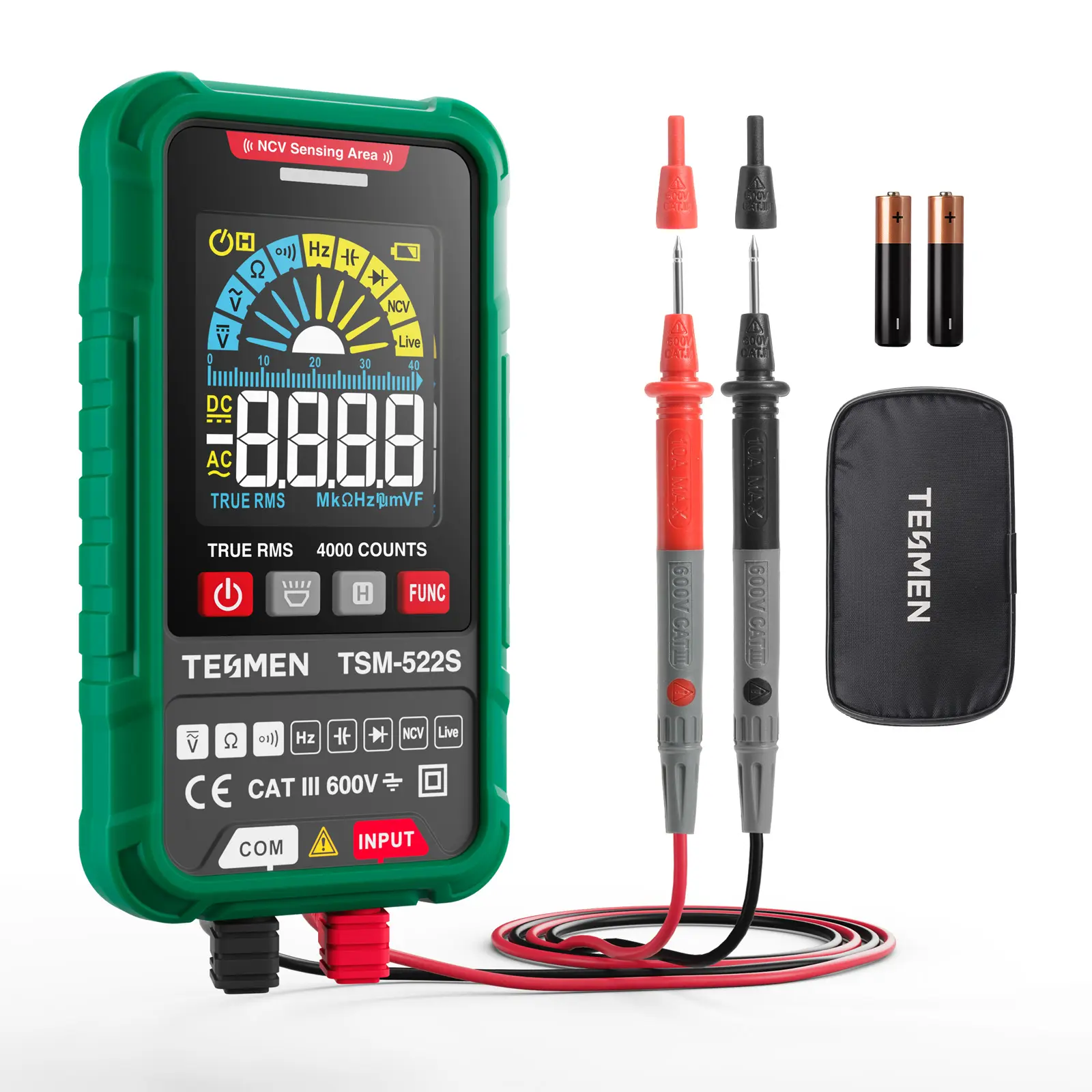 TESMEN TSM-522S Smart Digital Multimeter, 4000 Counts, Auto-Ranging Voltmeter, Non-Contact Voltage test, Measure AC/DC Voltage, Resistance, Capacitance, Frequency, Live Wire, Diode Test, Continuity, Voltage Tester #summerfinds
