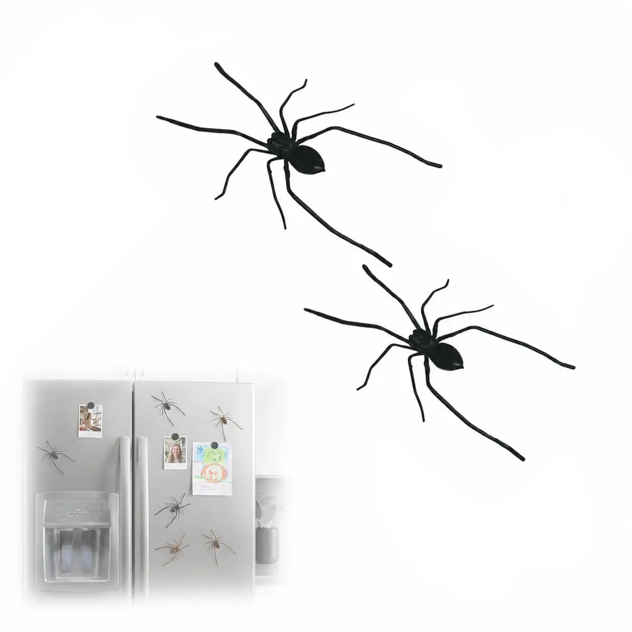 2PCS 3D Spider Fridge Magnet Stickers, Realistic Spider Magnets, Refrigerator Decorating Magnet - Removable Magnetic Decals for Refrigerator, Indoor Outdoor Decor, Home Decals Halloween Decor, Refrigerator Magnets Decorative