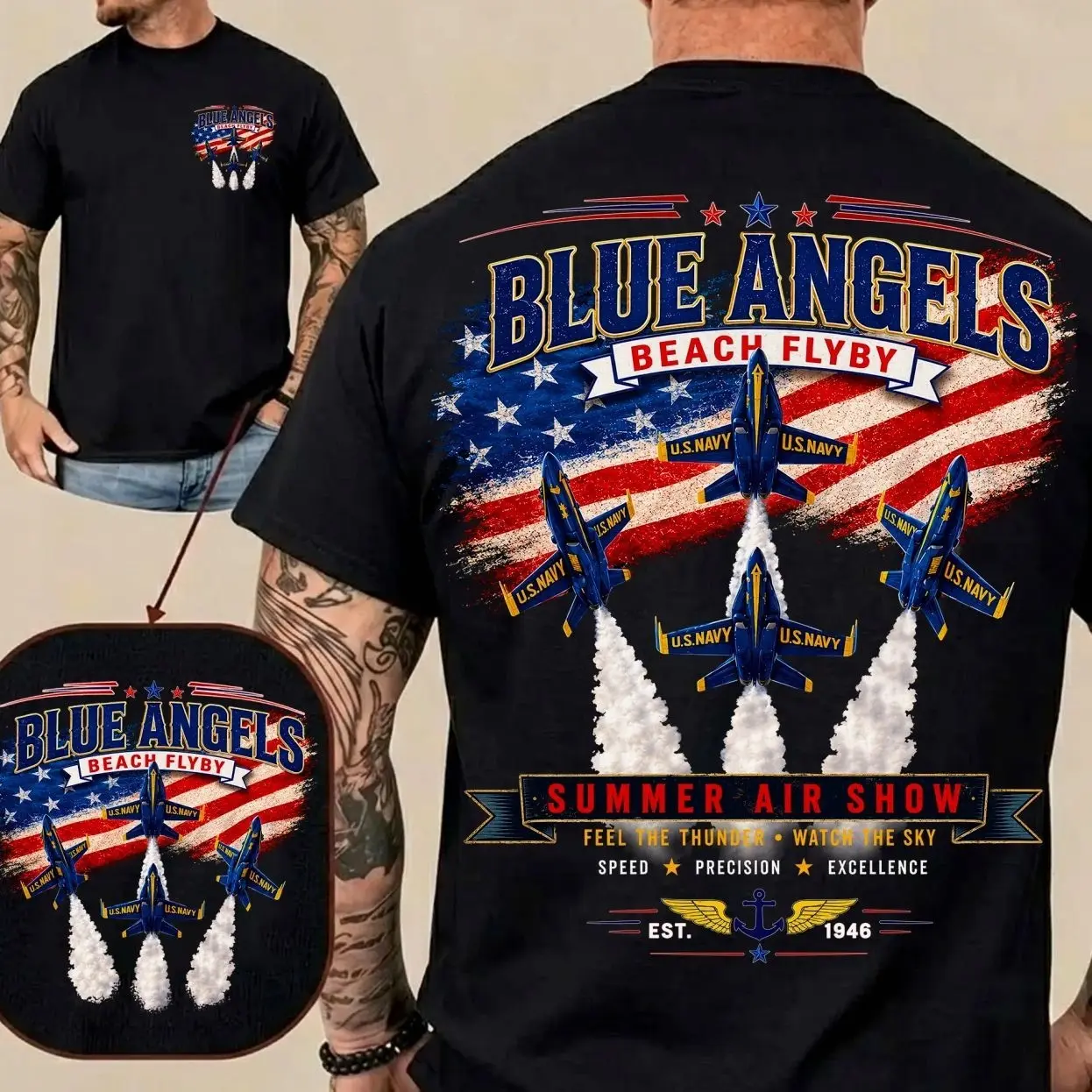 Blue Angels Flyby at a Beach Plane Shirt, Beach Florida T Shirt, Navy Aviation Graphic Shirt, Blue Angels Tee, Air Show Tshirt