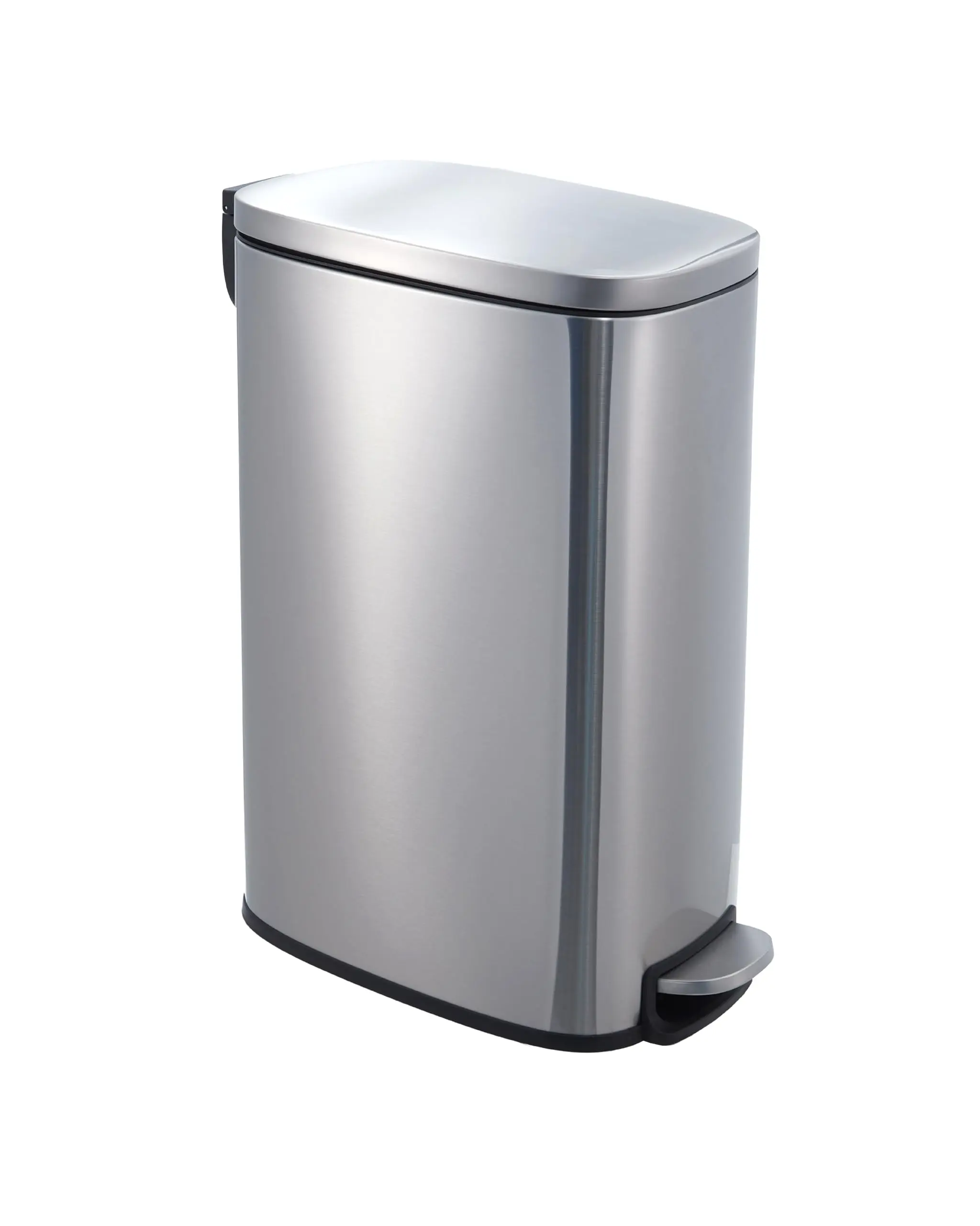 Garvee Slim Kitchen Garbage Can 13 Gal - Skinny Stainless Steel Bin with Removable Inner Bucket & Soft Close Lid, Narrow Design for Bathroom, Living Room, Office, Silver Finish