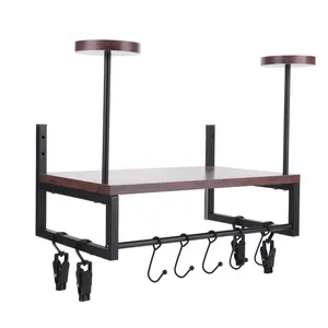 Wooden Motorcycle Helmet Holder with Hooks Helmet Organizer Rack Wall Mounted Moto Gear Storage Rack for Motorcycle Accesories Storage