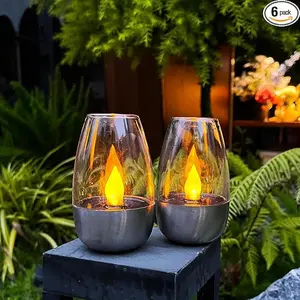 6-Pack Solar LED Tea Lights – IP65 Waterproof, Dusk-to-Dawn, Warm Flickering Glow