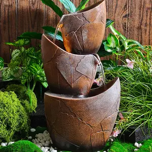 20-inch high desktop waterfall decoration, three-layer fountain, desktop fountain for relaxation and meditation, creative flowing water decoration with soft lighting, desktop fountain landscape decoration, suitable for bedrooms and living rooms