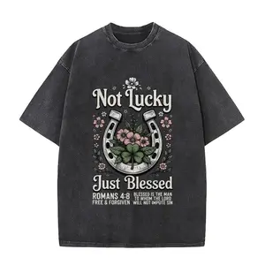 Christianartworkshop Not Lucky Just Blessed Romans 4.8 Unisex Washed T-Shirt