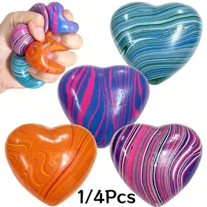 1/4Pcs Heart-Shaped Stress Relief Fidget Toy, Slow Bounce Squeeze Sensory Toy, Soft Pressure Ball, Stress Relief Fidgeting, Suitable for Kids and Adults, Valentine's Gift